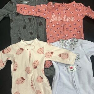 Baby Sleepers Set - Pink, Gray, Cream, Purple